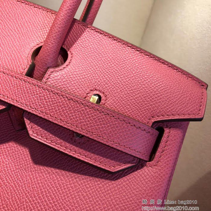 HERMES愛馬仕 鉑金包 Birkin 30cm Epsom 8W Rose Azalee 唇膏粉 金扣 頂級工藝 純手縫蠟線 時尚手提包 手提包  Ama1204